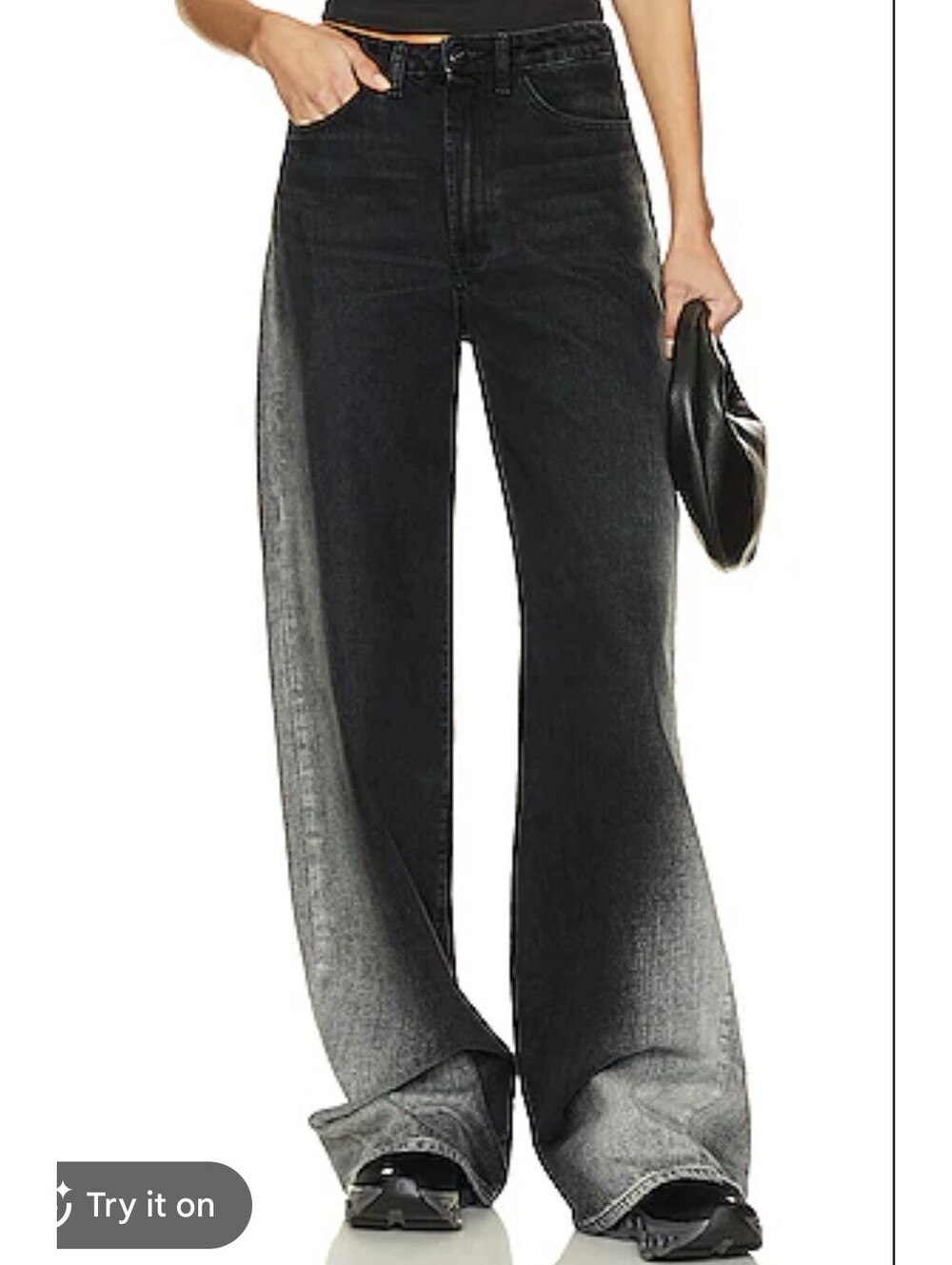 3x1 Flip Wide Leg Jeans Women Sz 29 Black Atlantic Ombré Revolve Rare